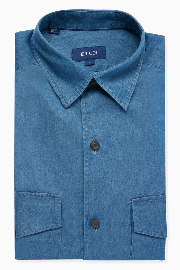 Single-cuff Shirt Jacket, Blue