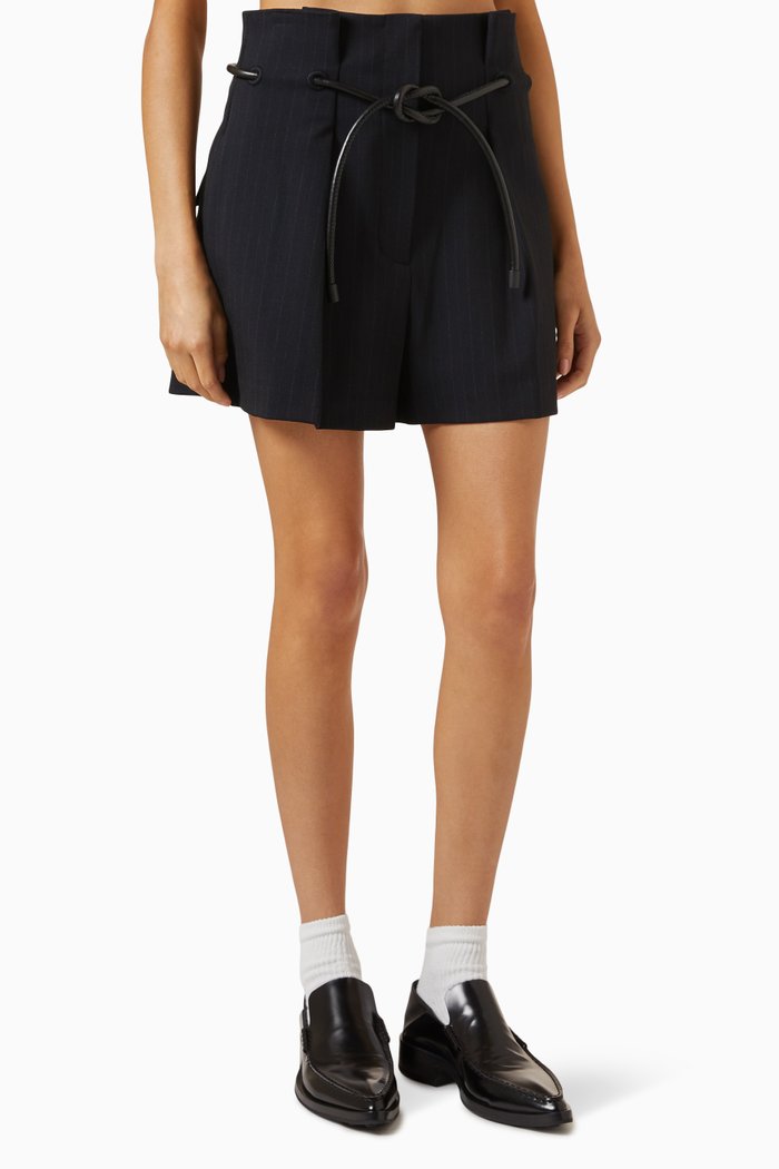 Origami Pleated Shorts in Cotton-jersey, Black