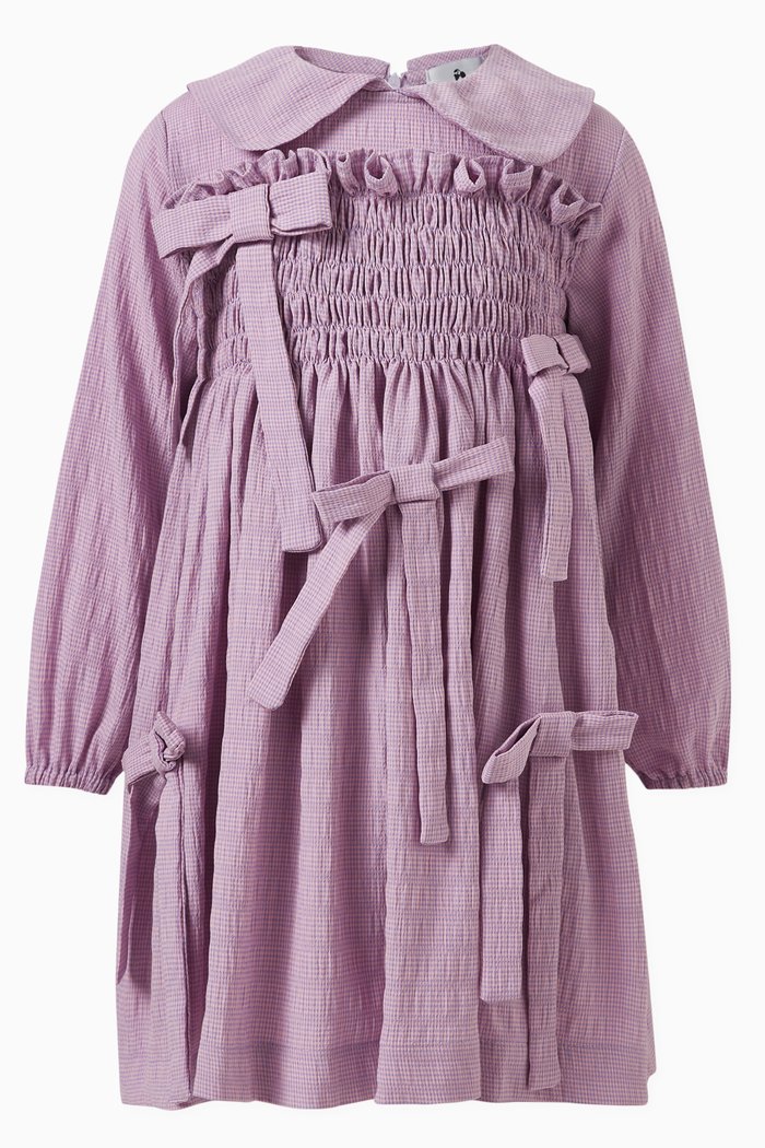 

Penelope Bow-detail Dress in Cotton, Purple