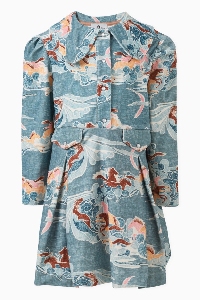 

Ophelia Printed Dress in Cotton, Multicolour