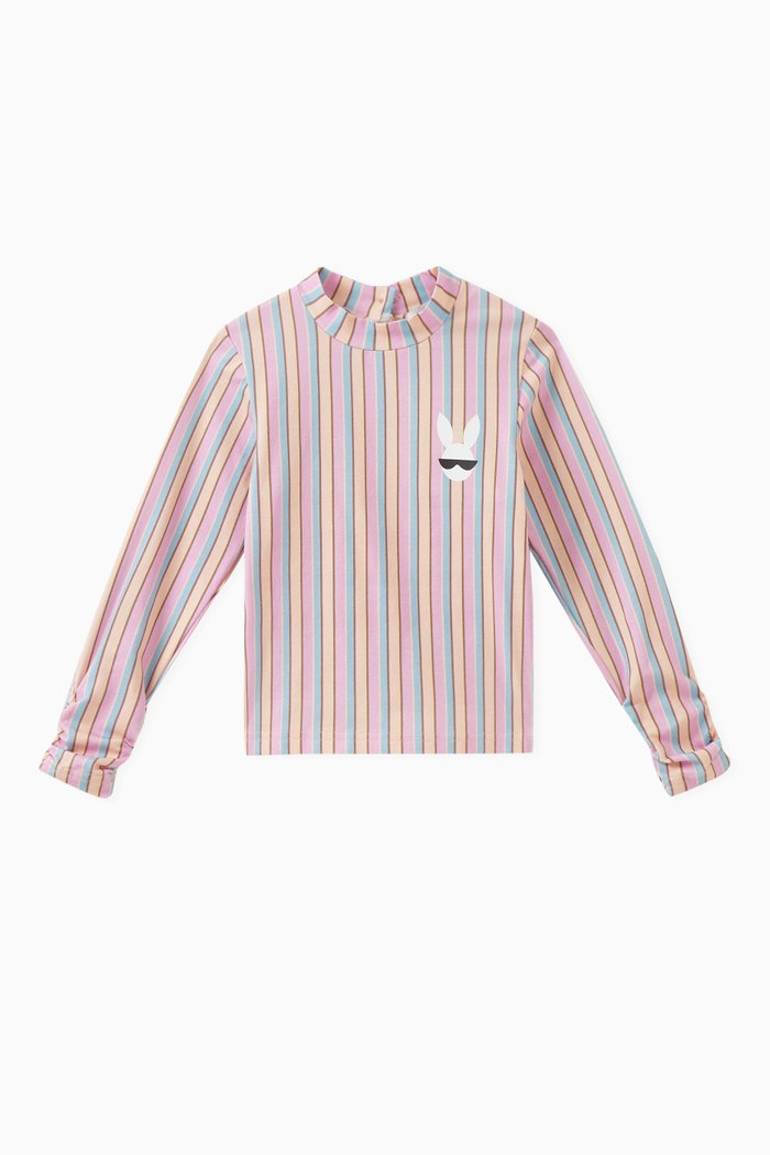 

Addie Striped Top in Stretch Cotton Jersey, Multicolour