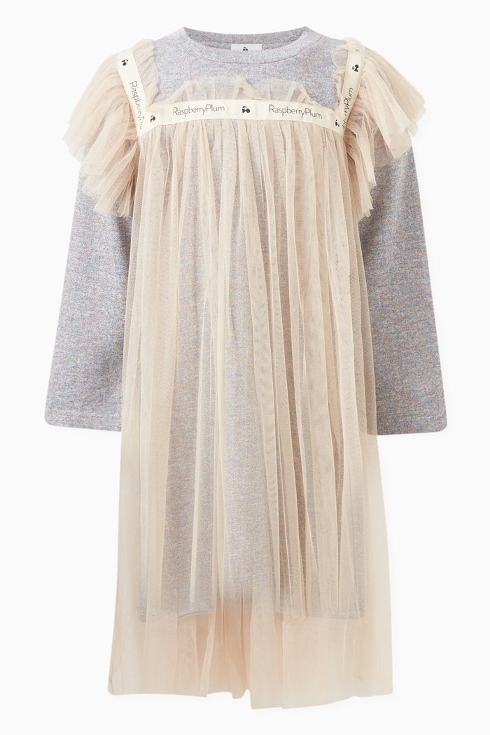 

Camille Dress in Lurex Jersey & Tulle, Grey