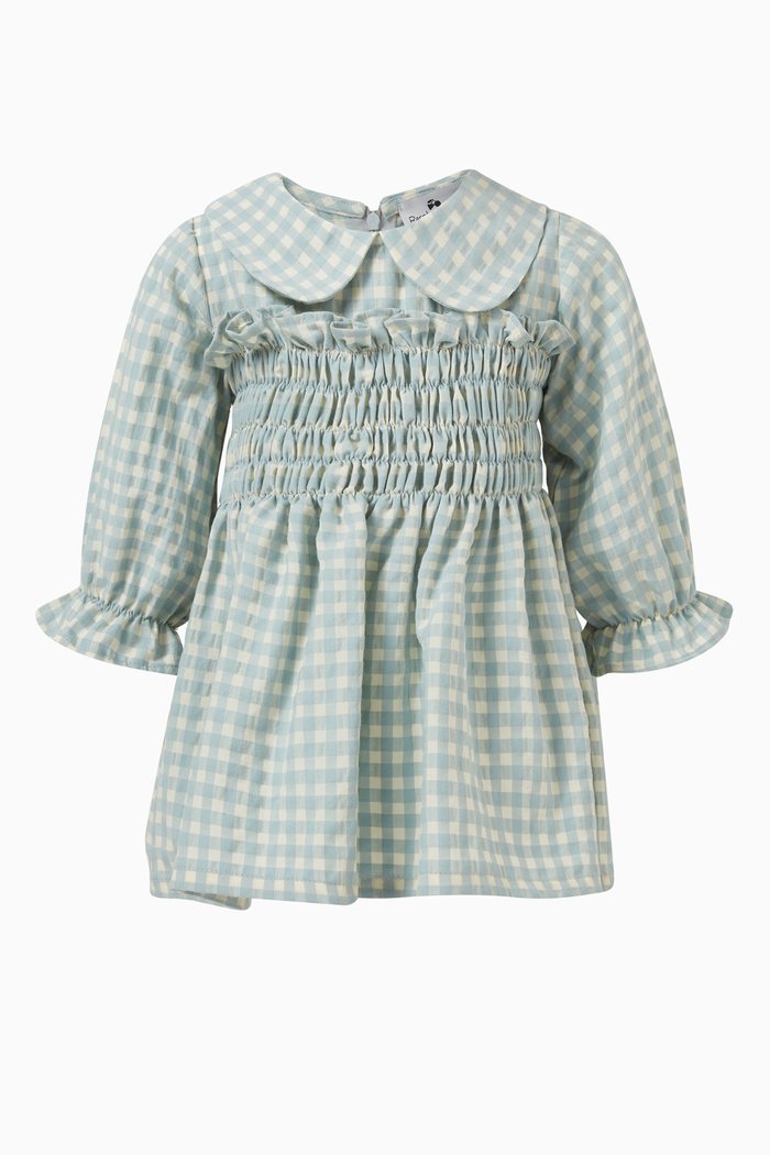 

Maggie Checked Dress in Cotton Poplin, Blue