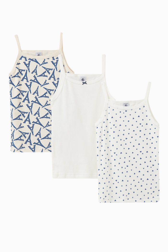 

Assorted Vests in Cotton, Set of 3, Multicolour