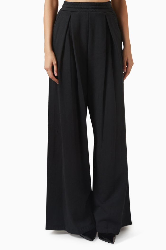 

Wide-leg Pants in Cotton-jersey, Black