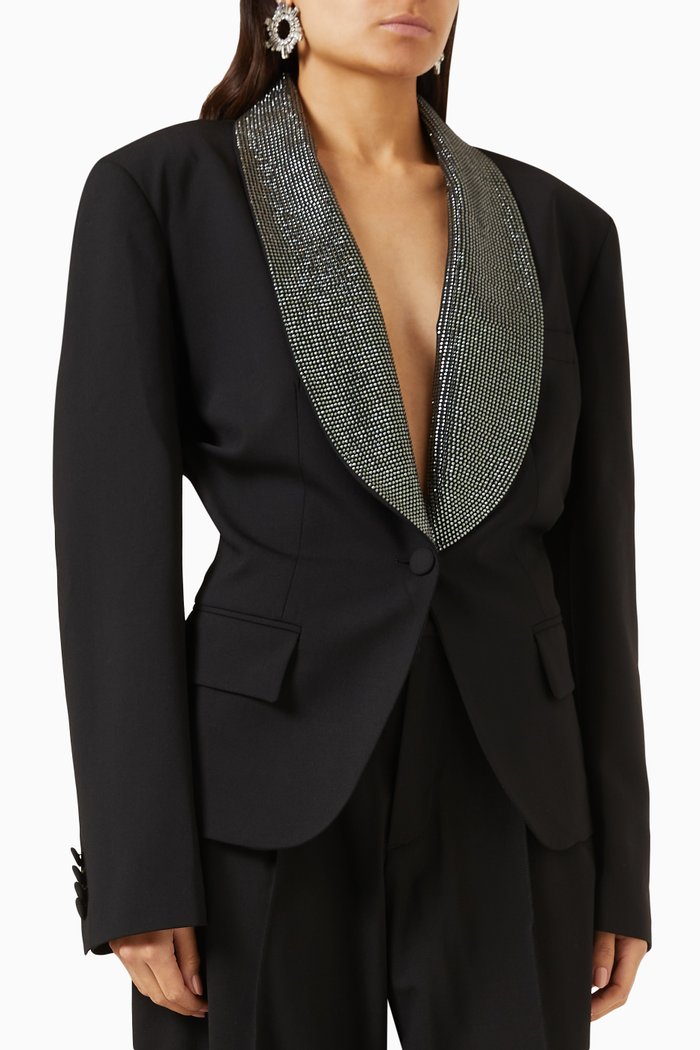 

Double Twisted Jacket in Wool Canvas, Black