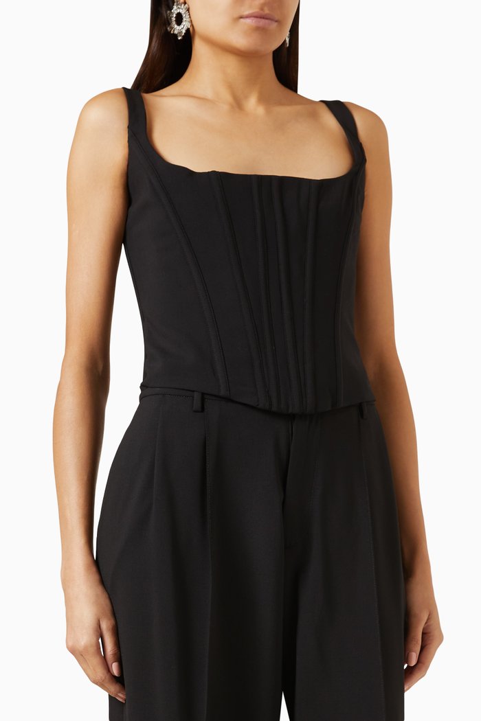 

Double Twisted Corset Top in Wool, Black