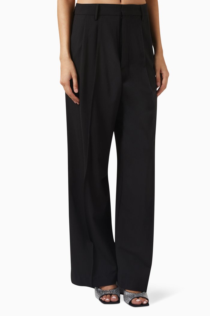 

Straight-fit Pants in Wool, Black