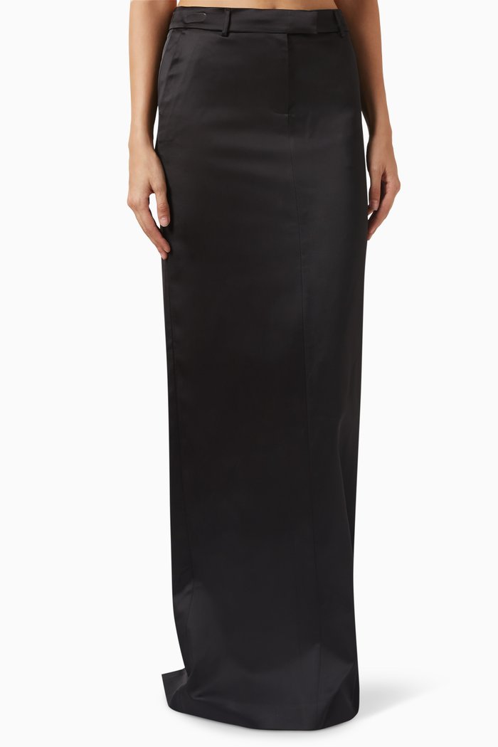 Maxi Skirt in Satin, Black