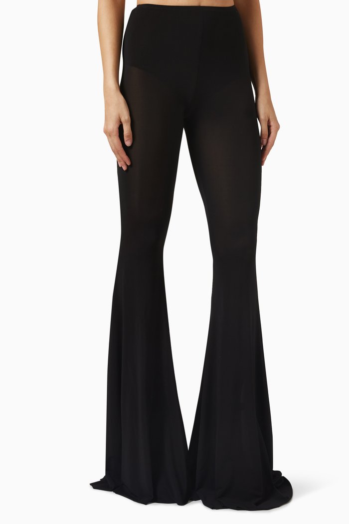 

Flared Pants in Viscose-jersey, Black