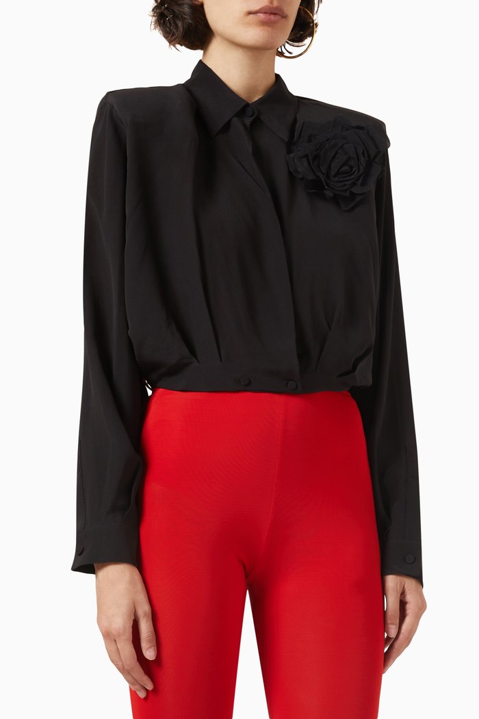 

Crop Shirt in Silk, Black