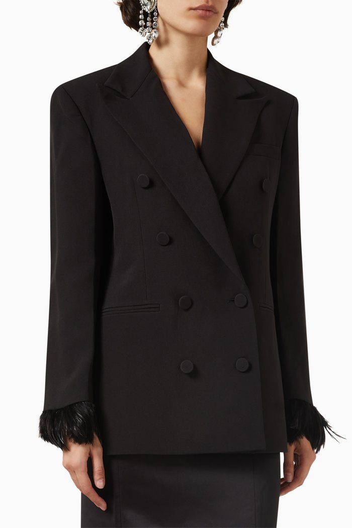 

Double-breasted Blazer in Cady, Black