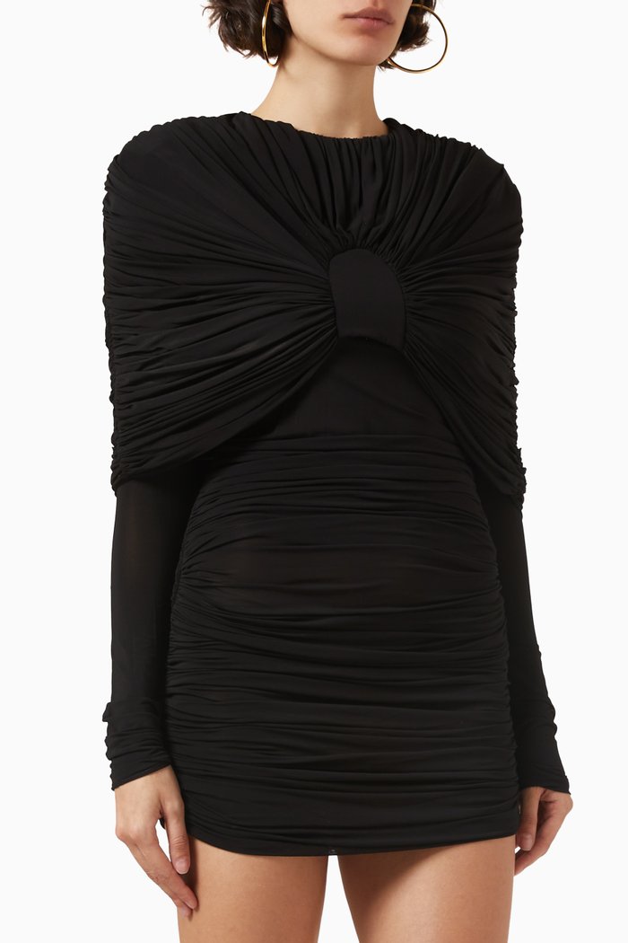 Draped Mini Dress in Viscose-jersey, Black