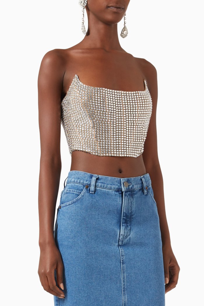 

Crystal-embellished Corset Bustier, Silver