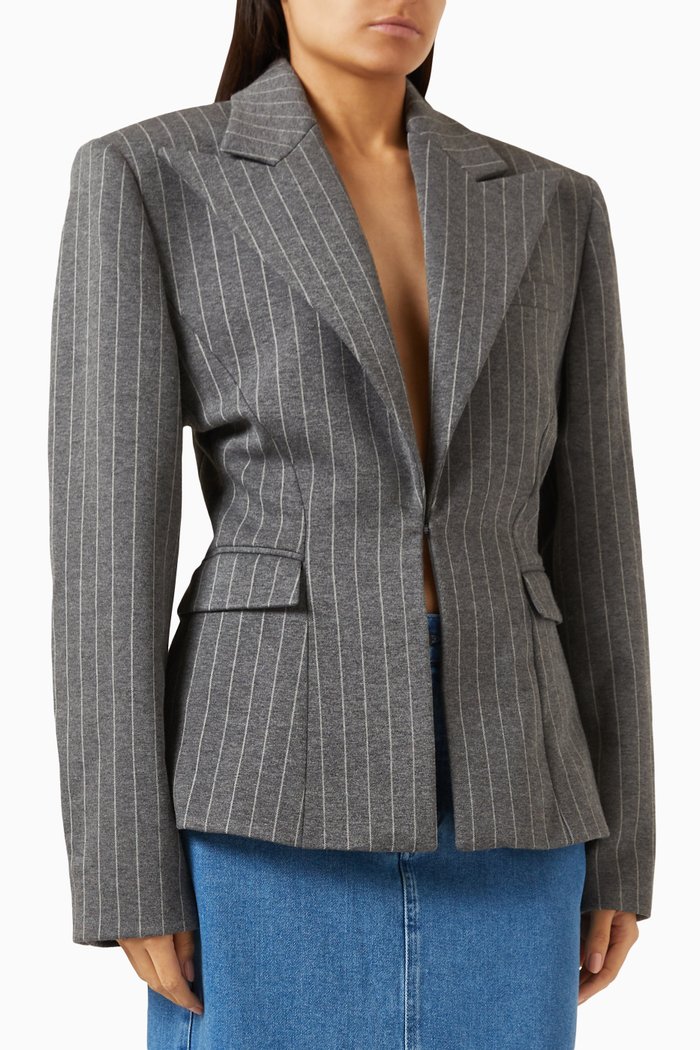 

Pinstripe Blazer Jacket in Heavy-jersey, Grey