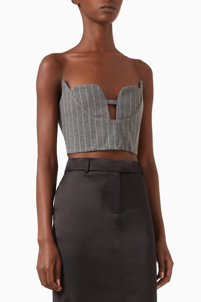 

Pinstripe Corset Top in Jersey, Grey