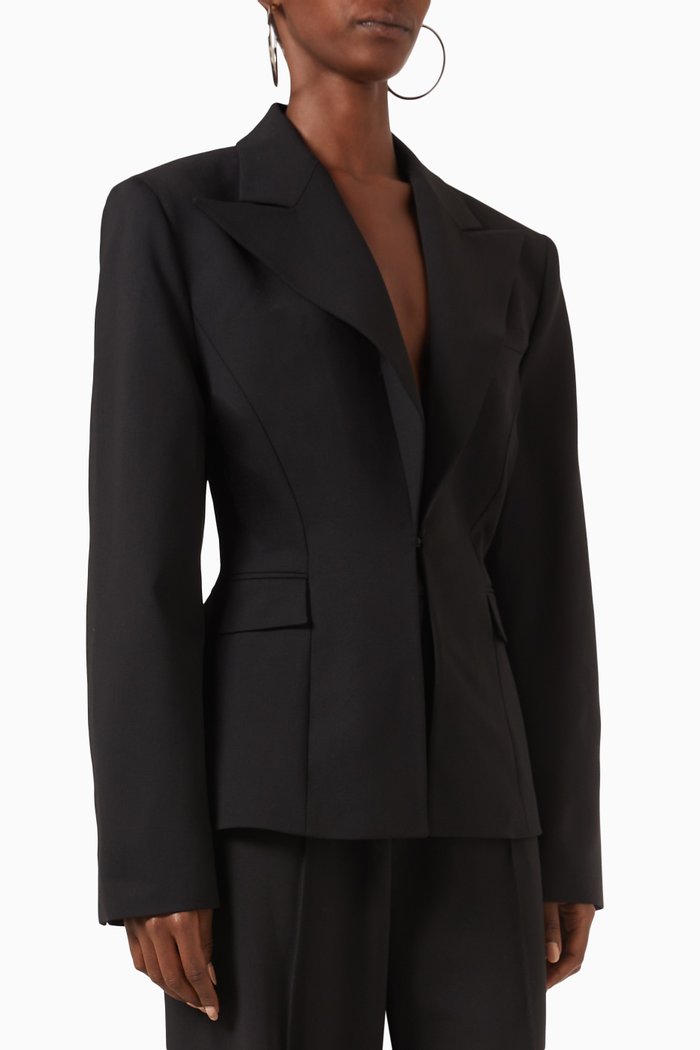 

Structured Blazer in Twisted Canvas, Black