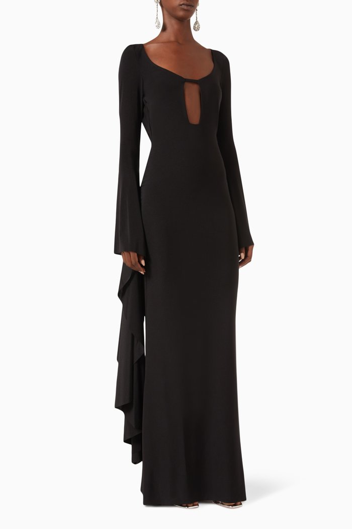 Keyhole Maxi Dress in Jersey, Black