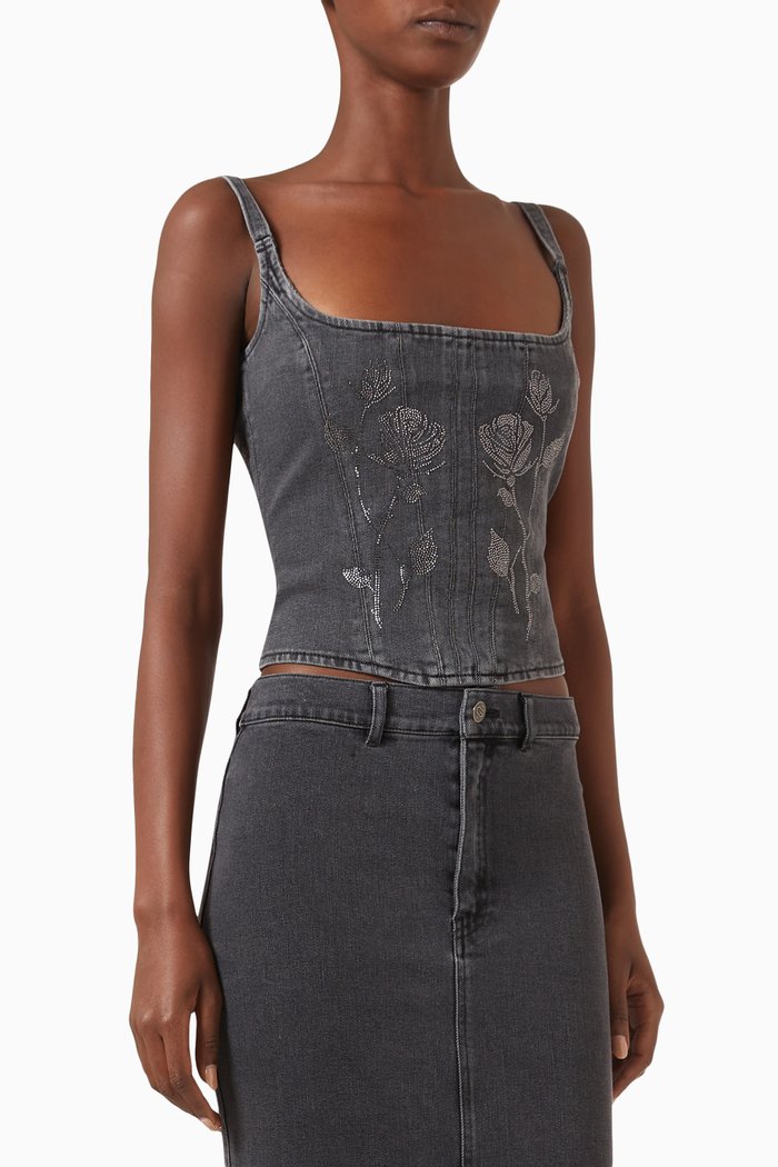 

Bustier Tank Top in Denim-wash, Black