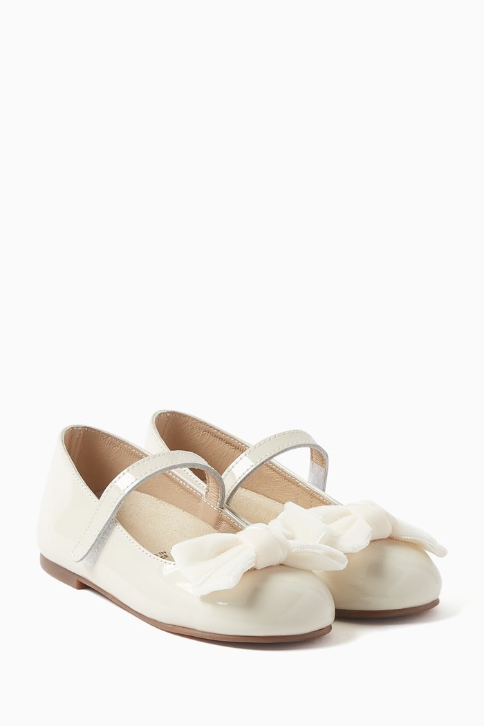 

Bow-detail Ballerina Shoes in Leather, White