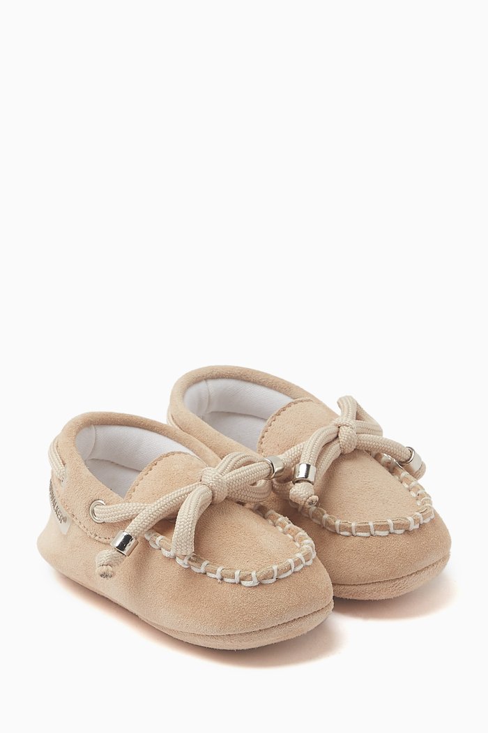 

Bow-detail Loafers in Suede Leather, Neutral