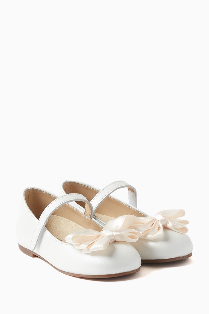 

Bow-detail Ballerina Shoes in Leather, White