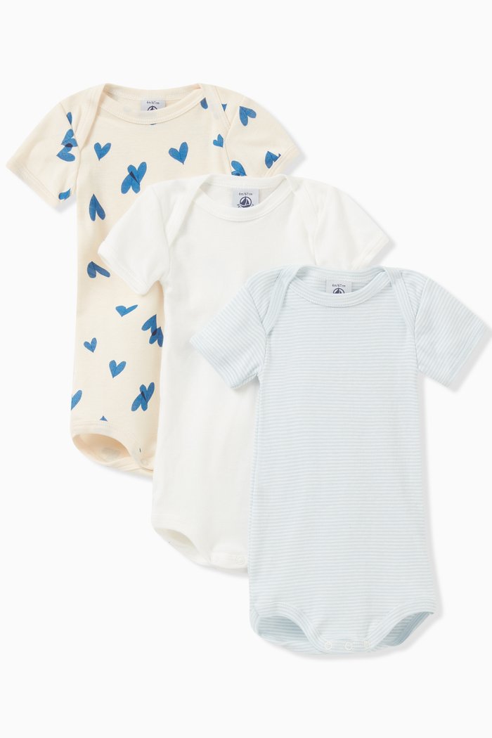 

Assorted Bodysuits in Cotton, Set of 3, Multicolour