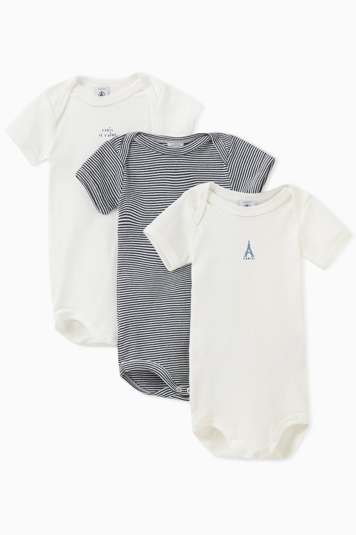 

Assorted Bodysuits in Cotton, Set of 3, Multicolour
