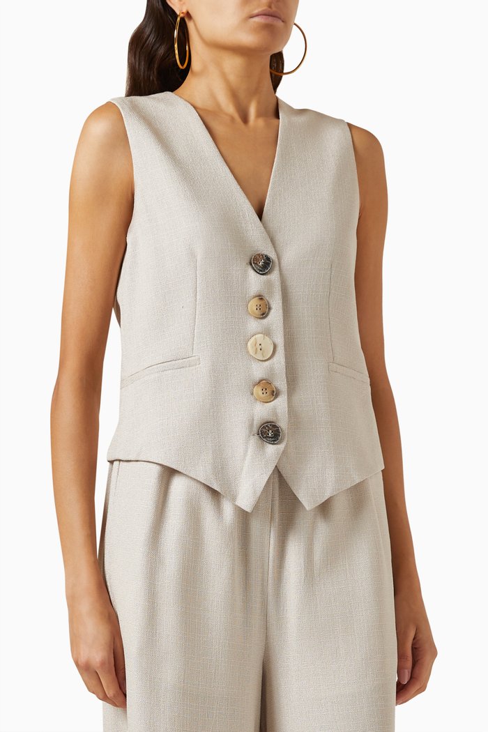 

Sleeveless Waistcoat in Linen, Neutral
