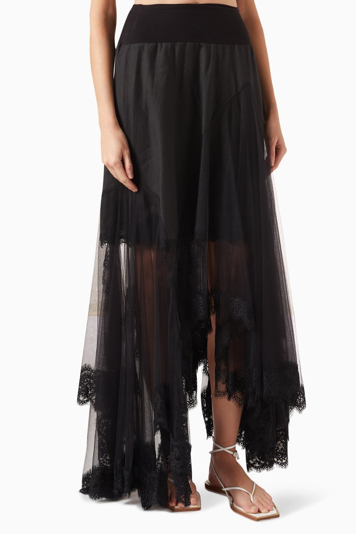 

Panelled Skirt in Tulle, Black