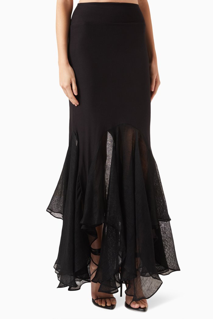 

Asymmetric Skirt in Modal-jersey, Black
