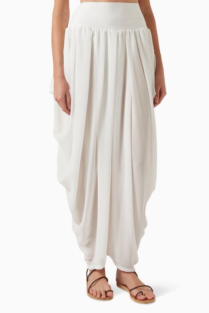 Draped Pants in Chiffon, Neutral