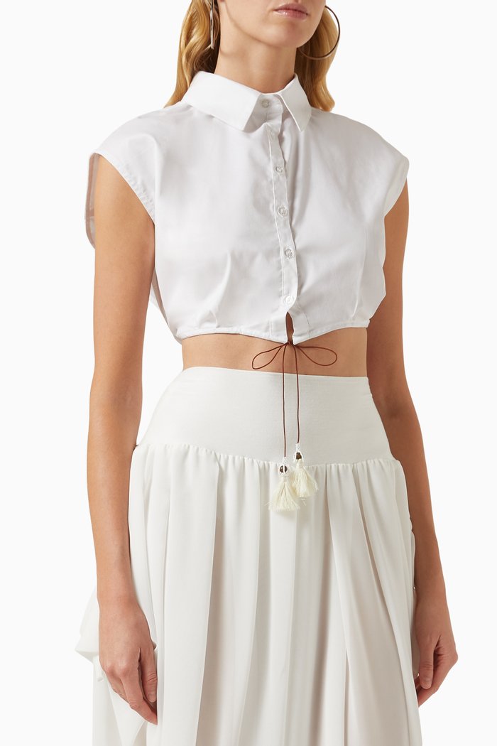 Crop Shirt in Cotton, Neutral