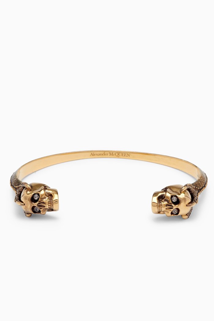

Victorian Skull Cuff Bracelet in Brass, Yellow