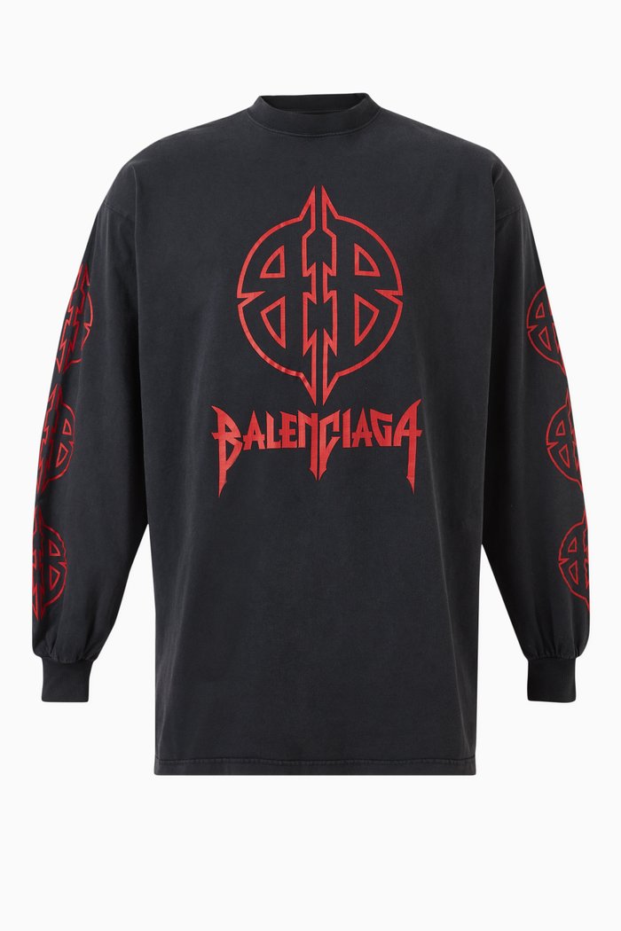 

Heavy Metal Logo Oversized T-Shirt in Vintage Jersey, Black