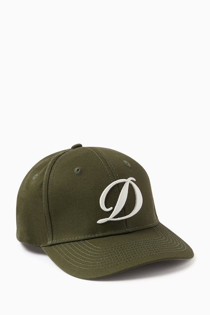 Cursive D Baseball Cap in Cotton Twill, Green