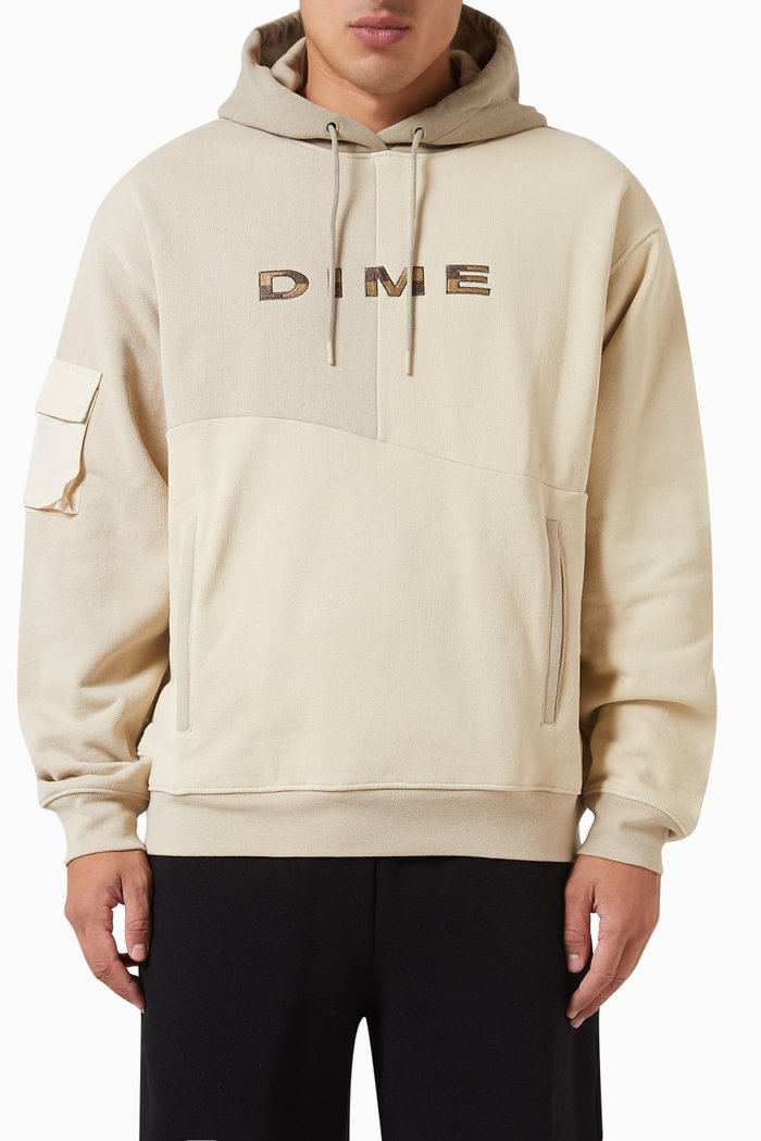 

3 Tone Split Hoodie in Fleece, Neutral