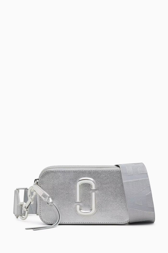 

The Snapshot Crossbody Bag in Metallic Leather, Grey