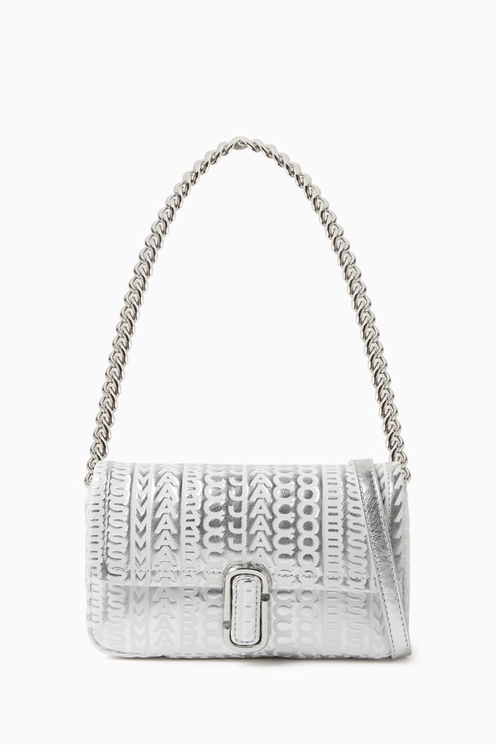 

Mini J Monogram Shoulder Bag in Metallic Leather, Grey