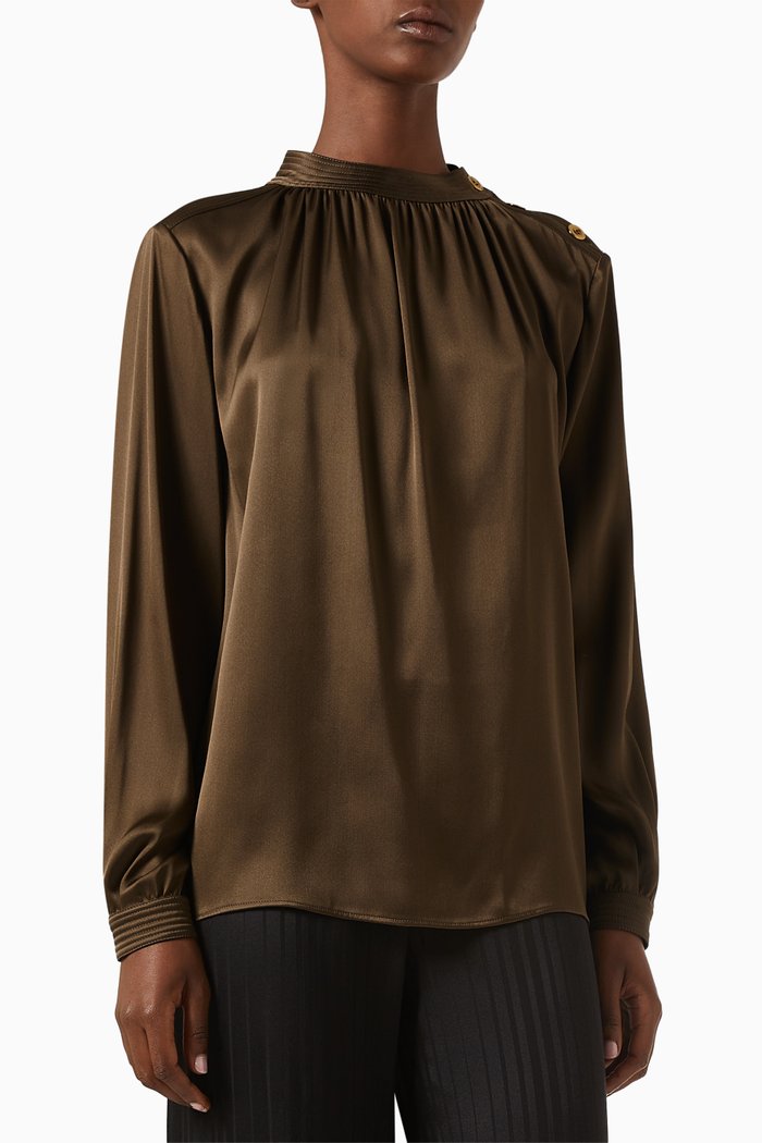 

Josephine Shirt in Satin, Brown
