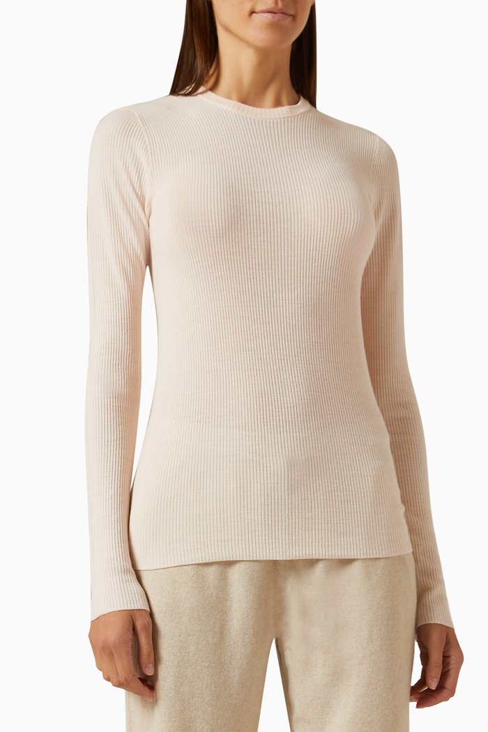 

Taupo Crewneck Top in Rib-knit, Pink