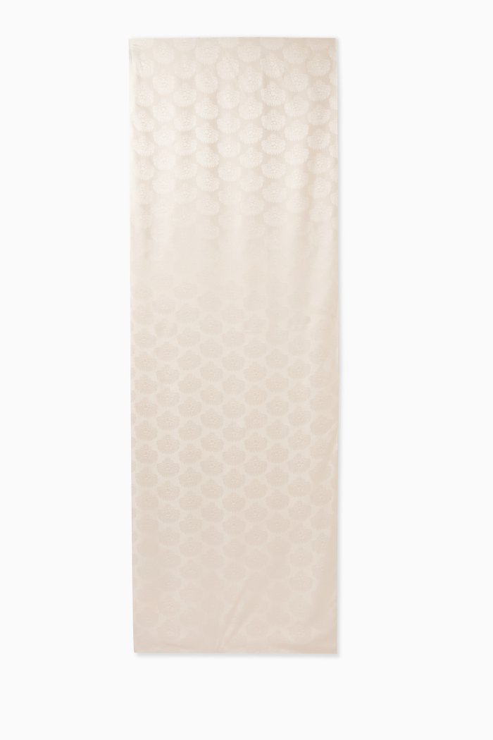 Garland Flowers Stole in Jacquard Silk, Neutral