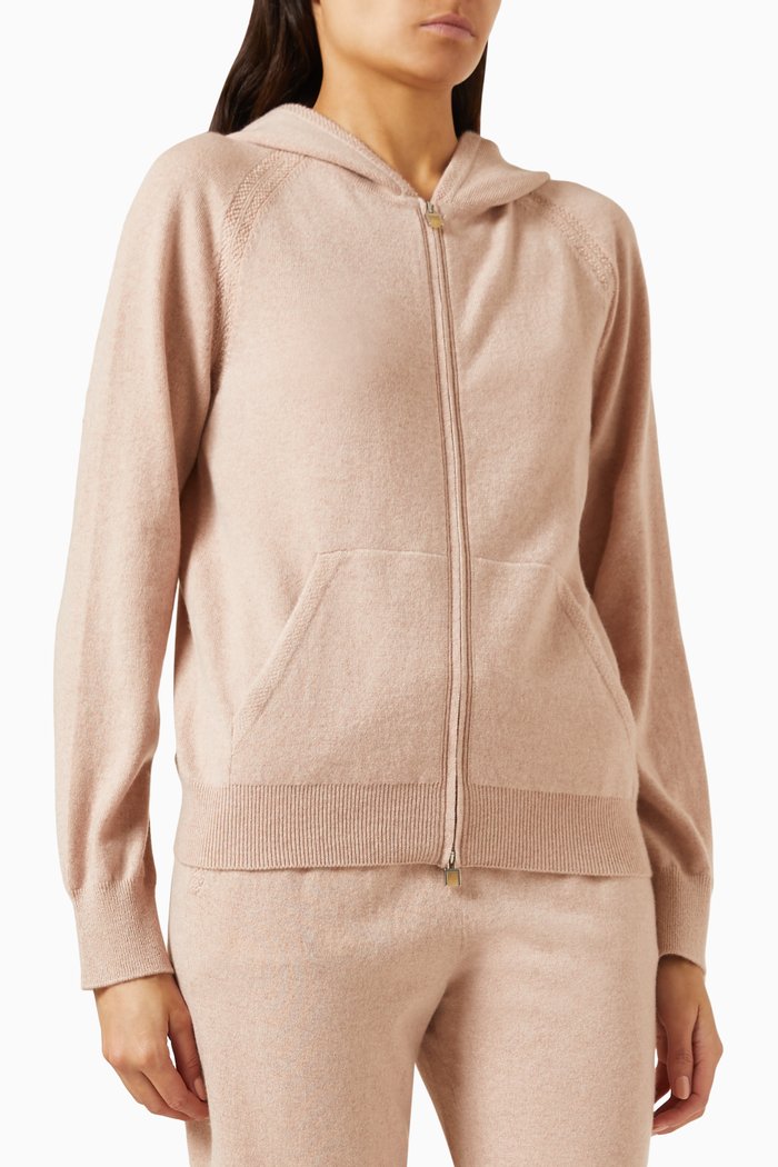 

Bomber Hooded Jacket in Baby-cashmere, Pink