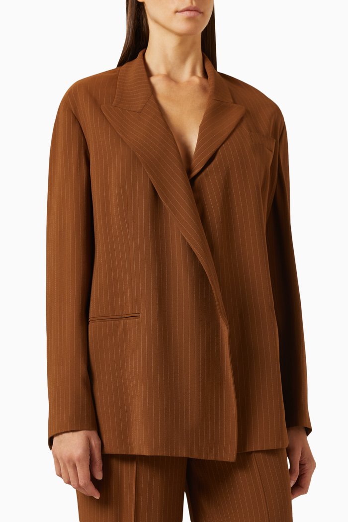 

Aisha Striped Blazer in Silk, Brown
