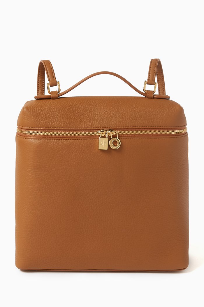 Extra Pocket Backpack in Calfskin, Brown