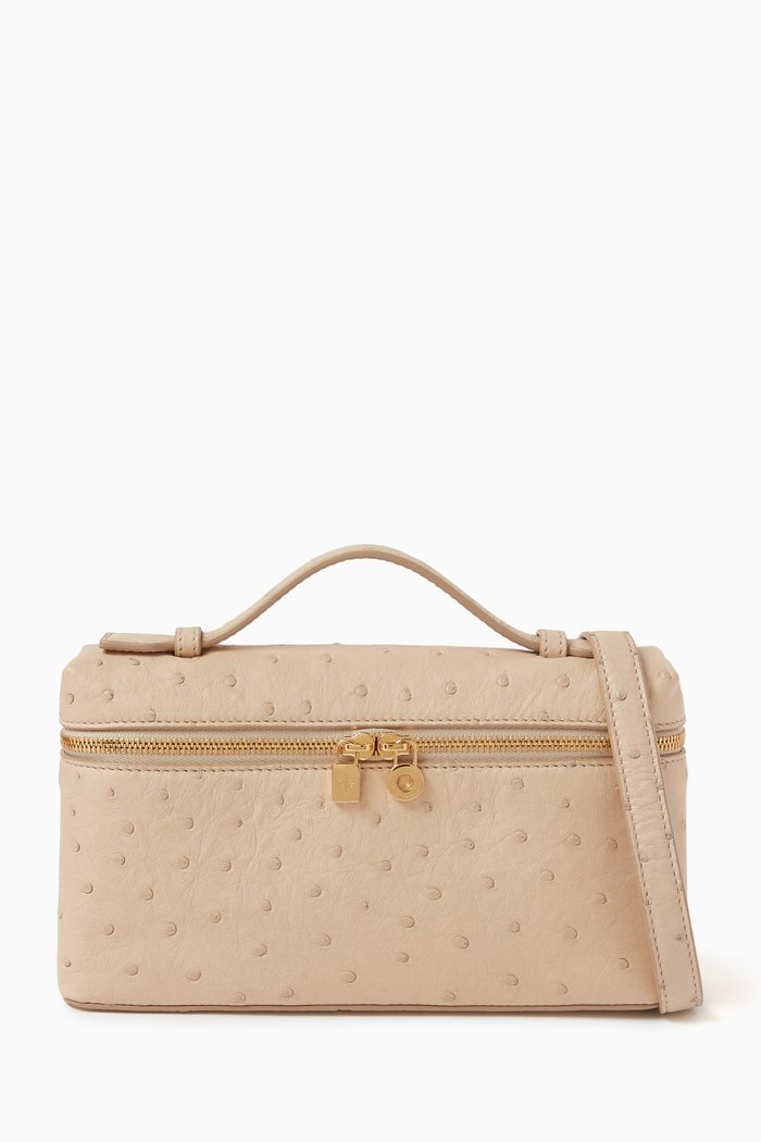 

Extra Pocket Pouch L19 Bag in Ostrich Leather, Neutral
