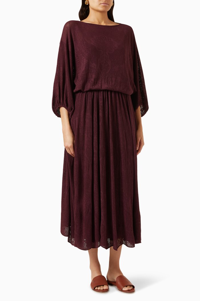 

Cajamarca Maxi Dress in Virgin Wool, Red