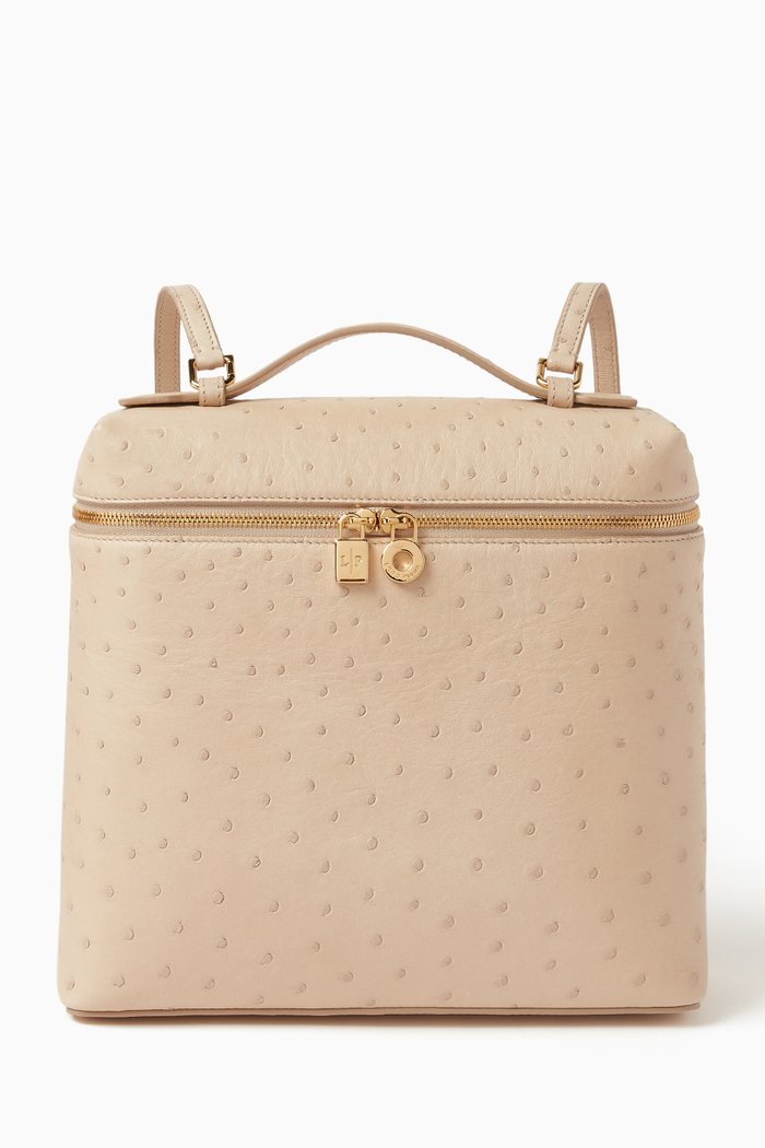 

Extra Pocket Backpack in Ostrich Leather, Neutral