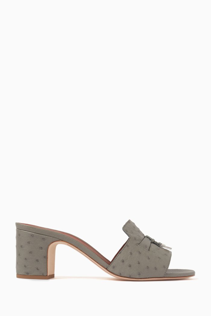 

Summer Charms 55 Mule Sandals in Ostrich Leather, Green
