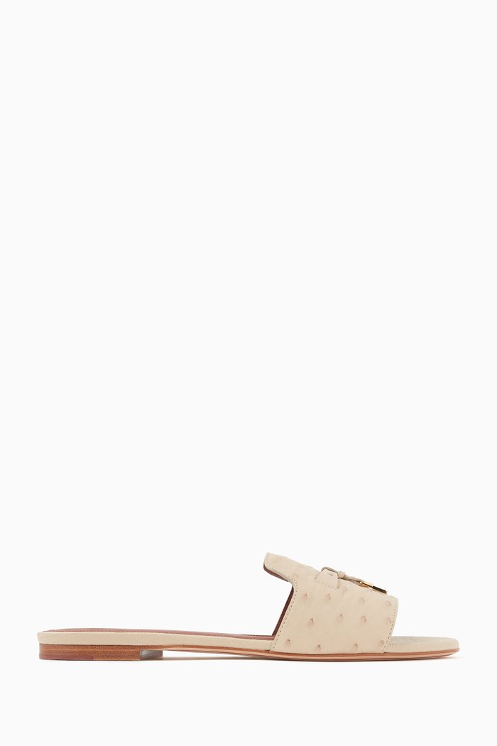 

Summer Charms Flat Sandals in Ostrich Leather, Neutral